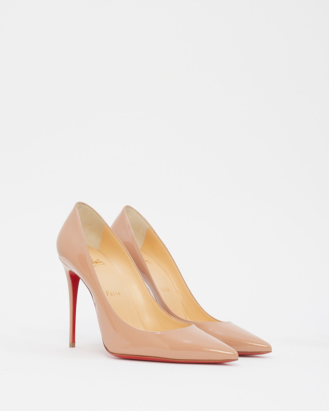 Christian Louboutin Beige Patent Leather Kate 100mm Pumps - 38