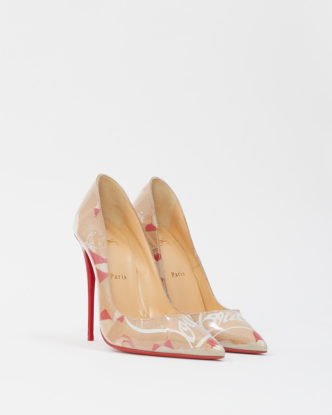 Christian Louboutin Beige PVC Kraft Pigalle Follies 100 Escarpins -39