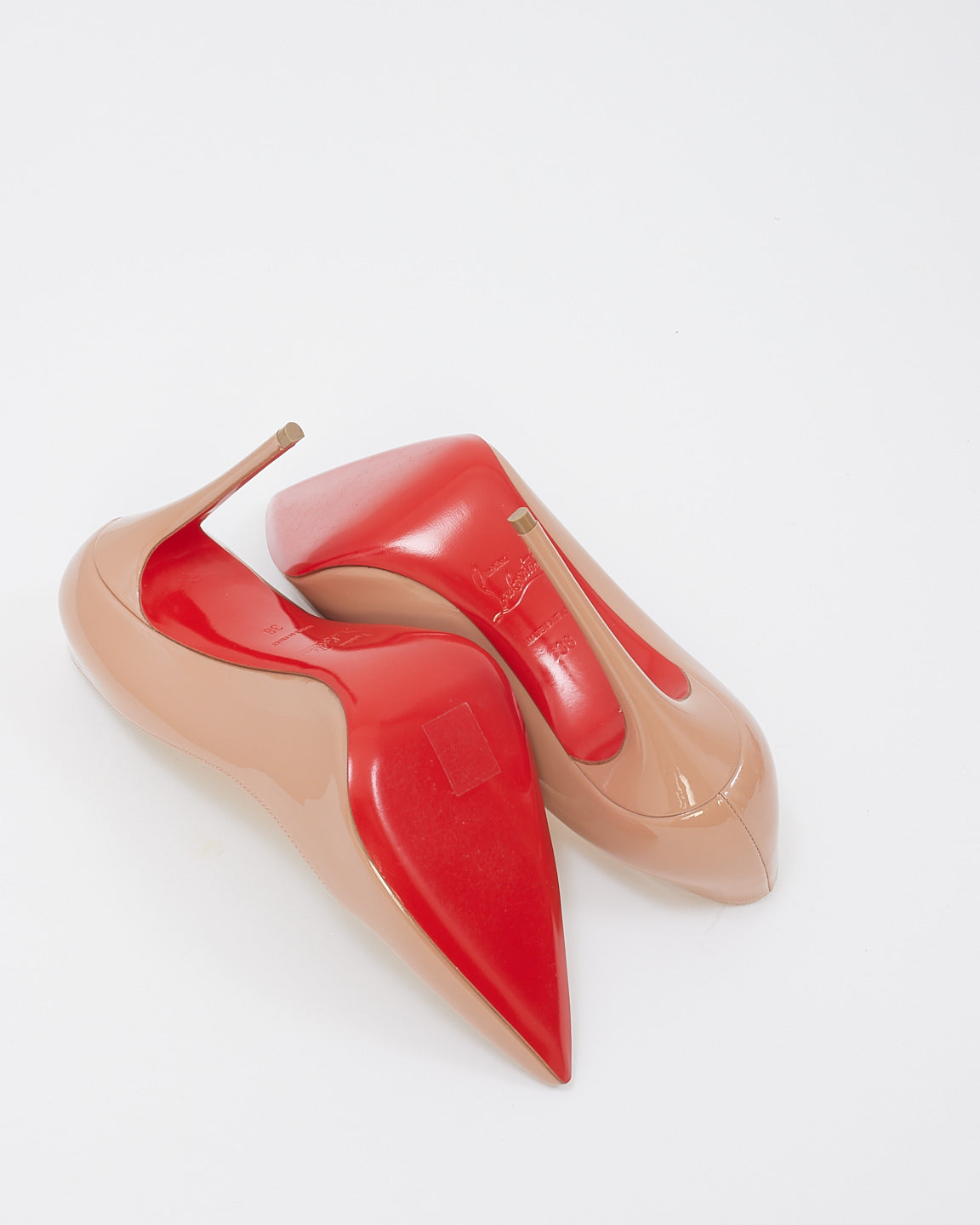 Christian Louboutin Beige Patent Leather Kate 100mm Pumps - 38