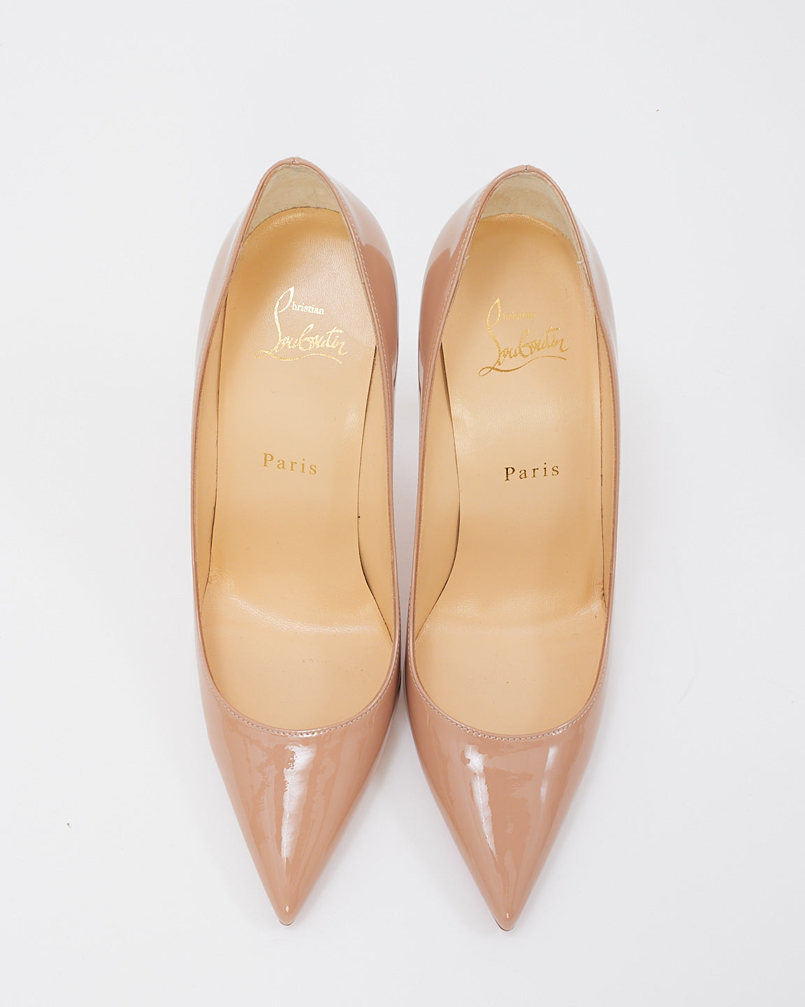 Christian Louboutin Beige Patent Leather Kate 100mm Pumps - 38