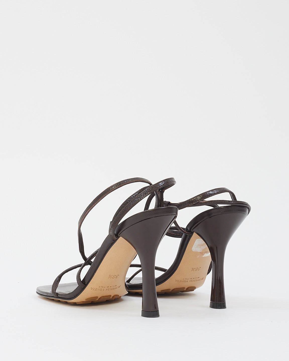 Bottega Brown Leather The Line Wrap Around Strap Sandal - 38.5