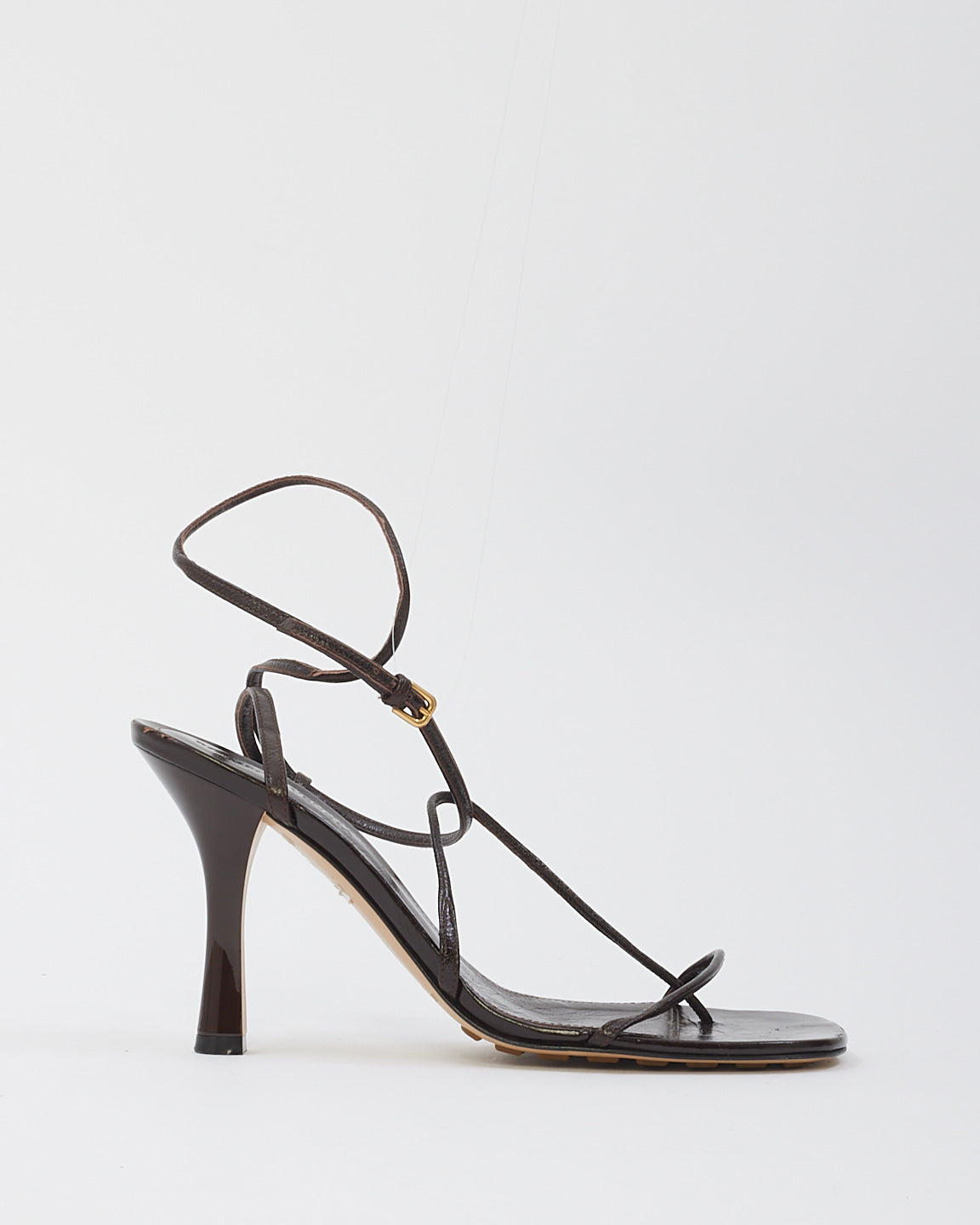 Bottega Brown Leather The Line Wrap Around Strap Sandal - 38.5