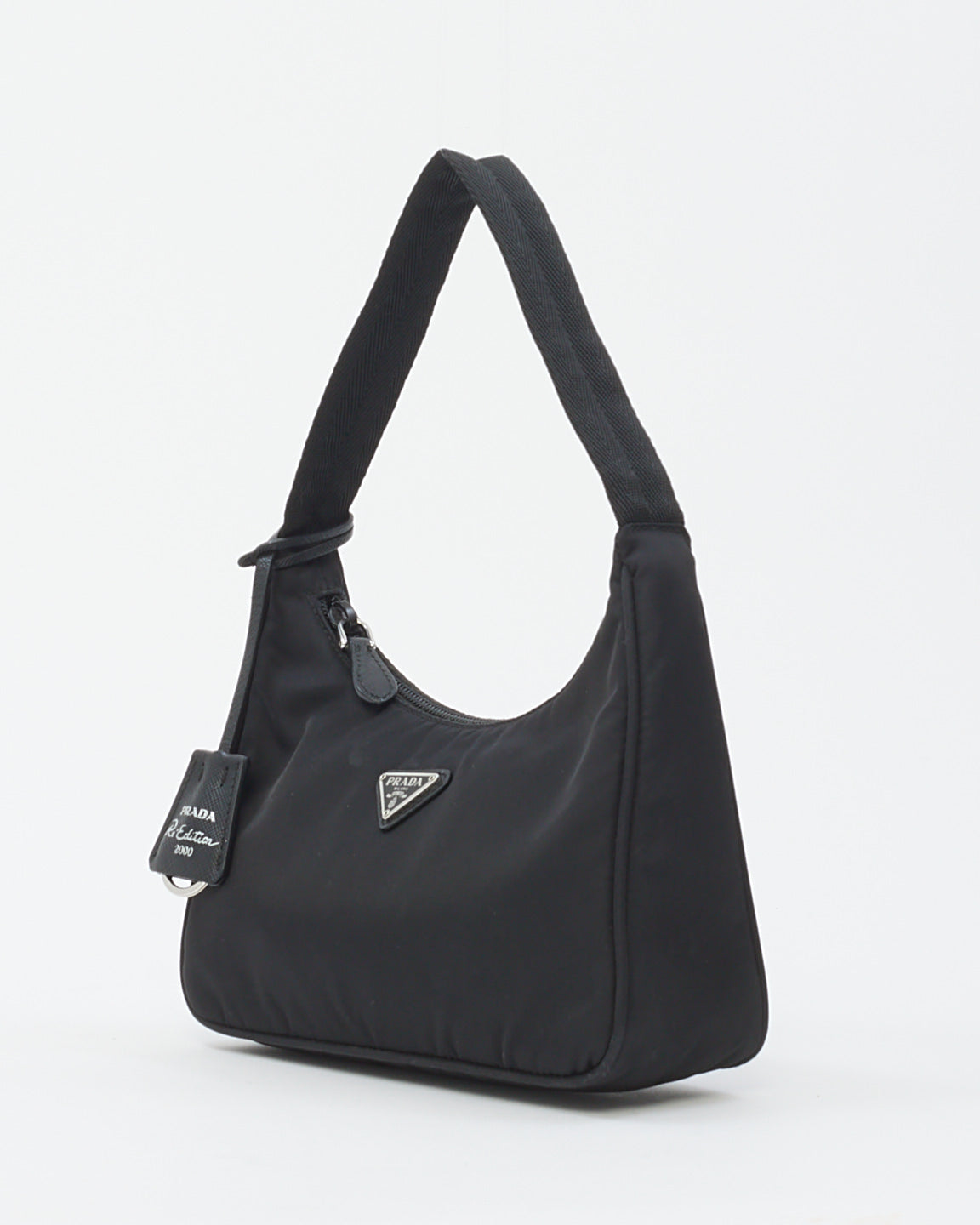 Prada Black Nylon Re-edition 2000 Mini Hobo Shoulder Bag