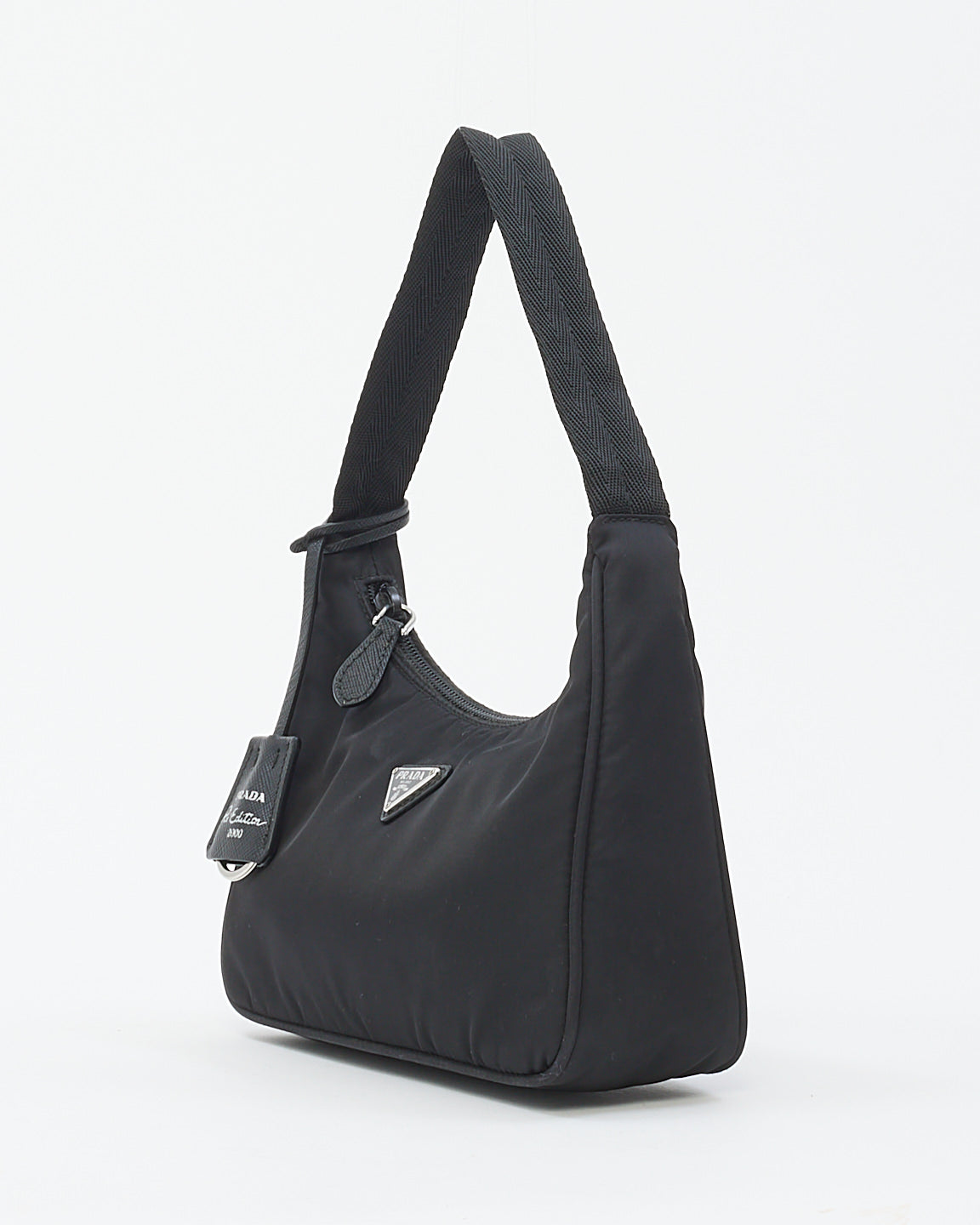 Prada Black Nylon Re-edition 2000 Mini Hobo Shoulder Bag