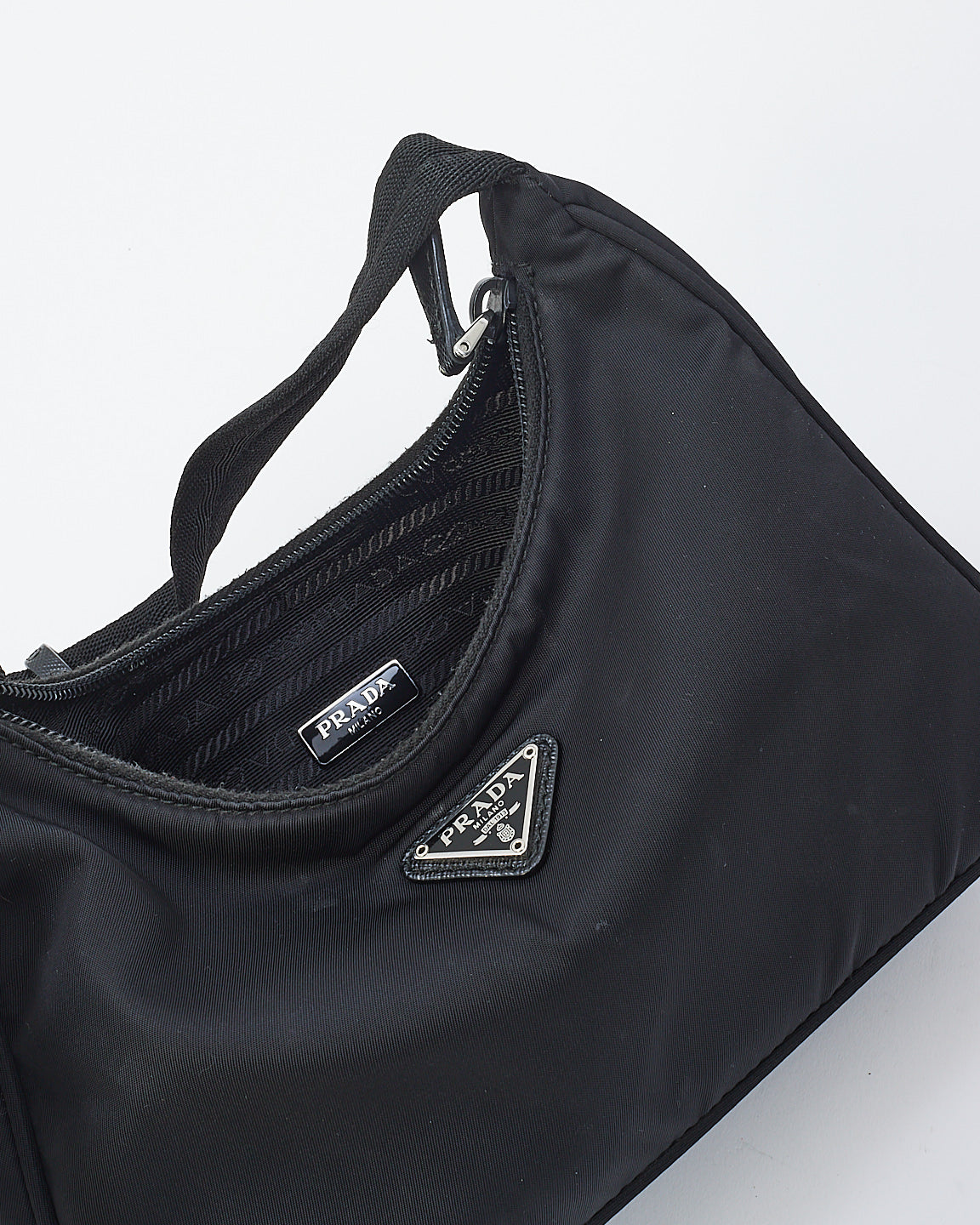 Prada Black Nylon Re-edition 2000 Mini Hobo Shoulder Bag