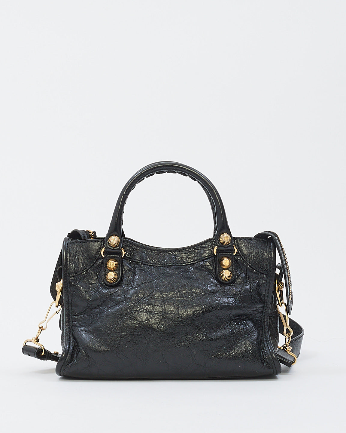 Balenciaga Mini sac de ville Motocross Giant 12 en cuir froissé noir