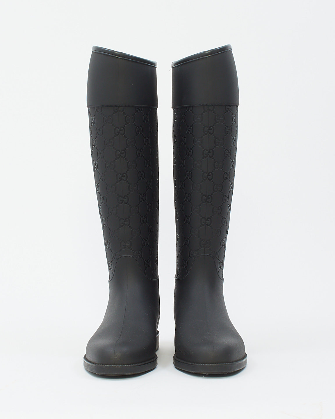 Gucci Black GG Rubber Rain Boots - 40