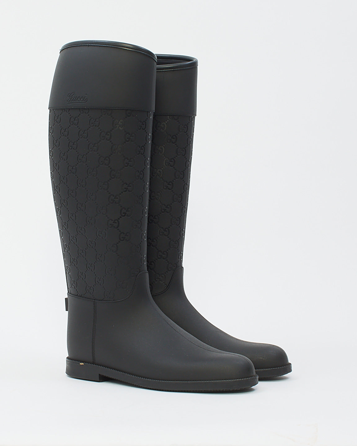 Gucci Black GG Rubber Rain Boots - 40