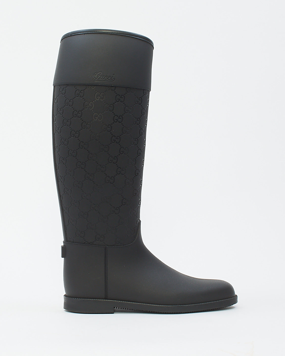 Gucci Black GG Rubber Rain Boots - 40