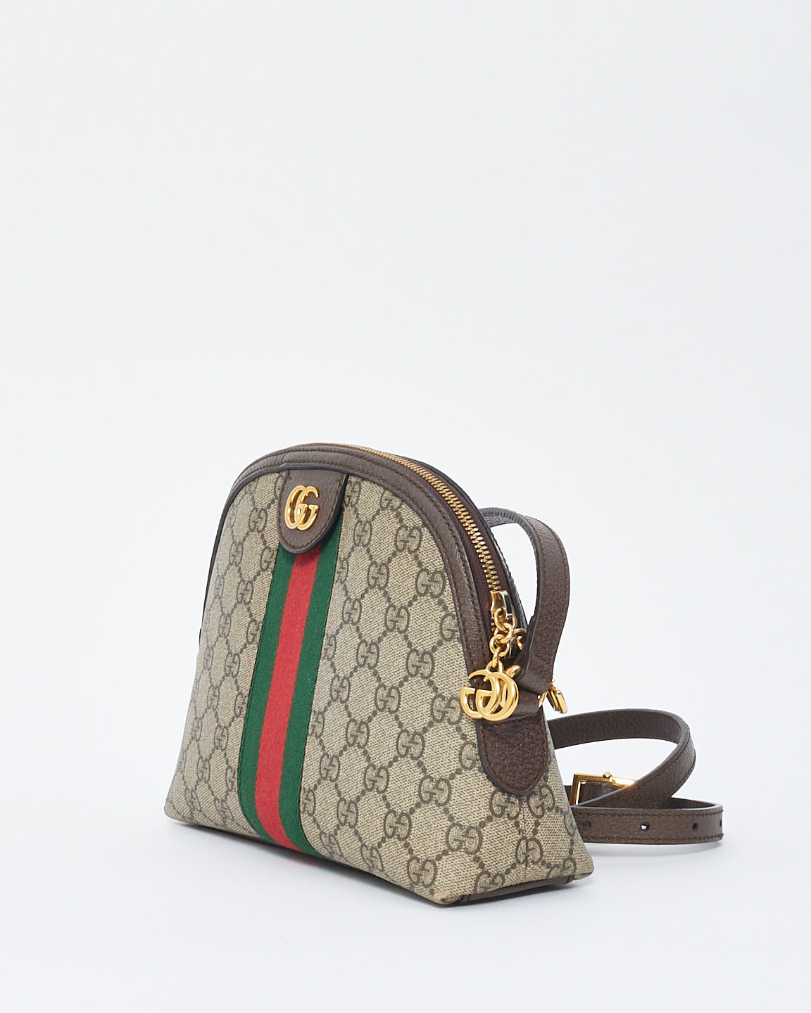 Gucci Brown Canvas Ophidia GG Small Dome Shoulder Bag