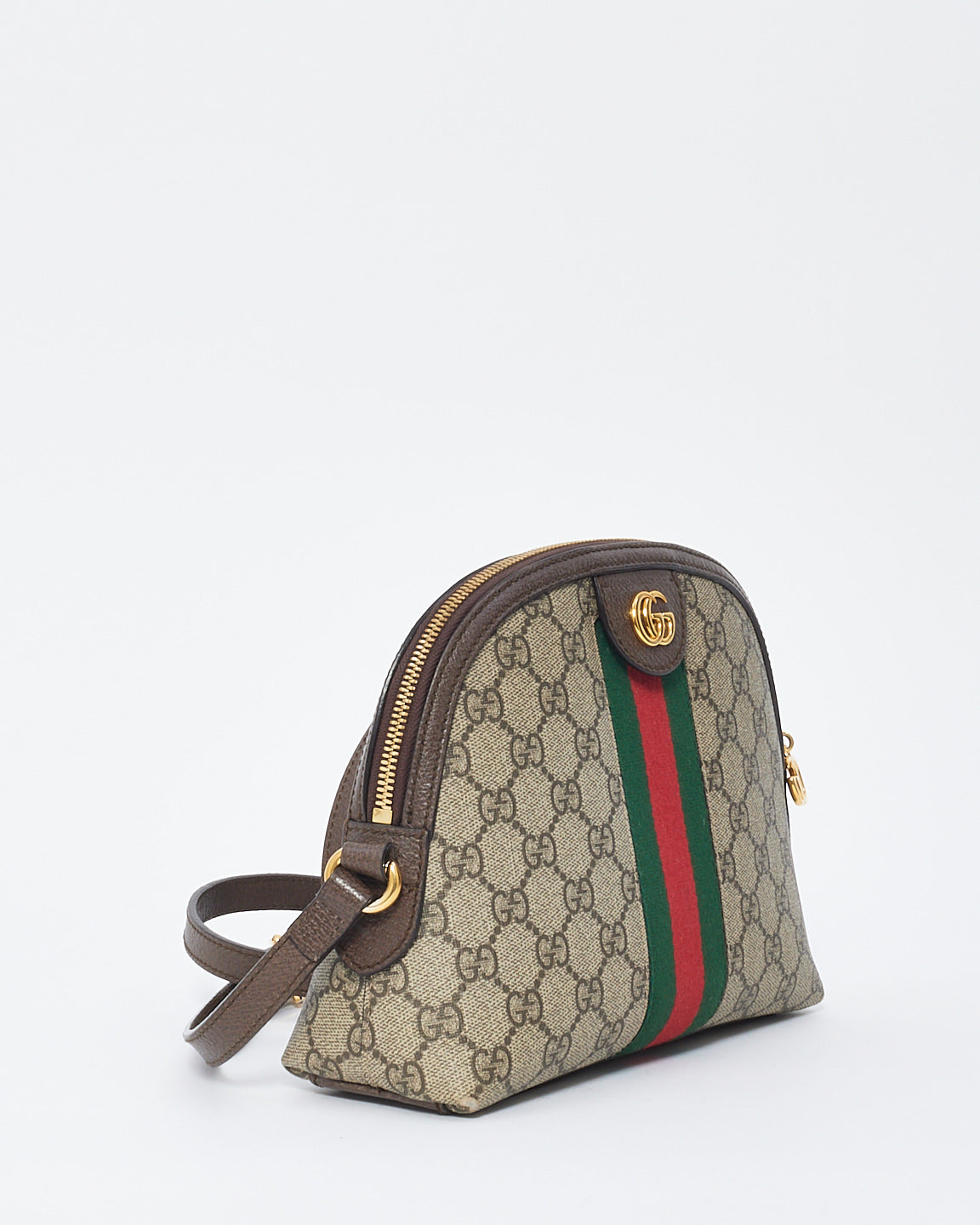 Gucci Brown Canvas Ophidia GG Small Dome Shoulder Bag