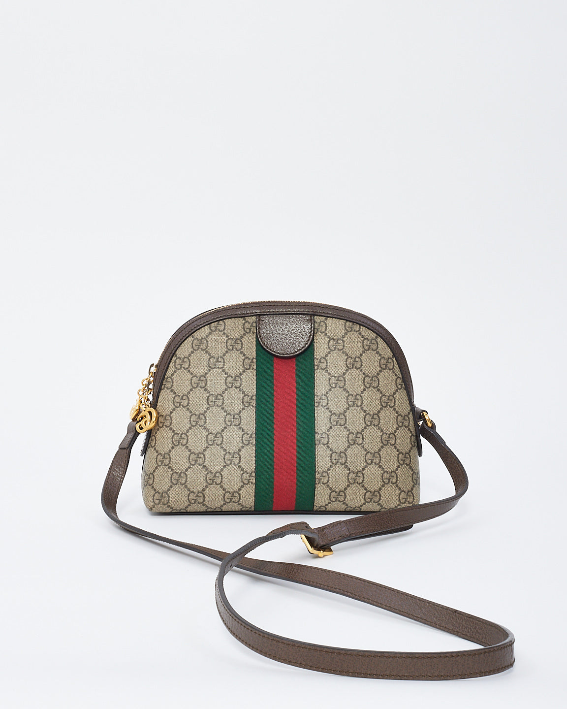 Gucci Brown Canvas Ophidia GG Small Dome Shoulder Bag