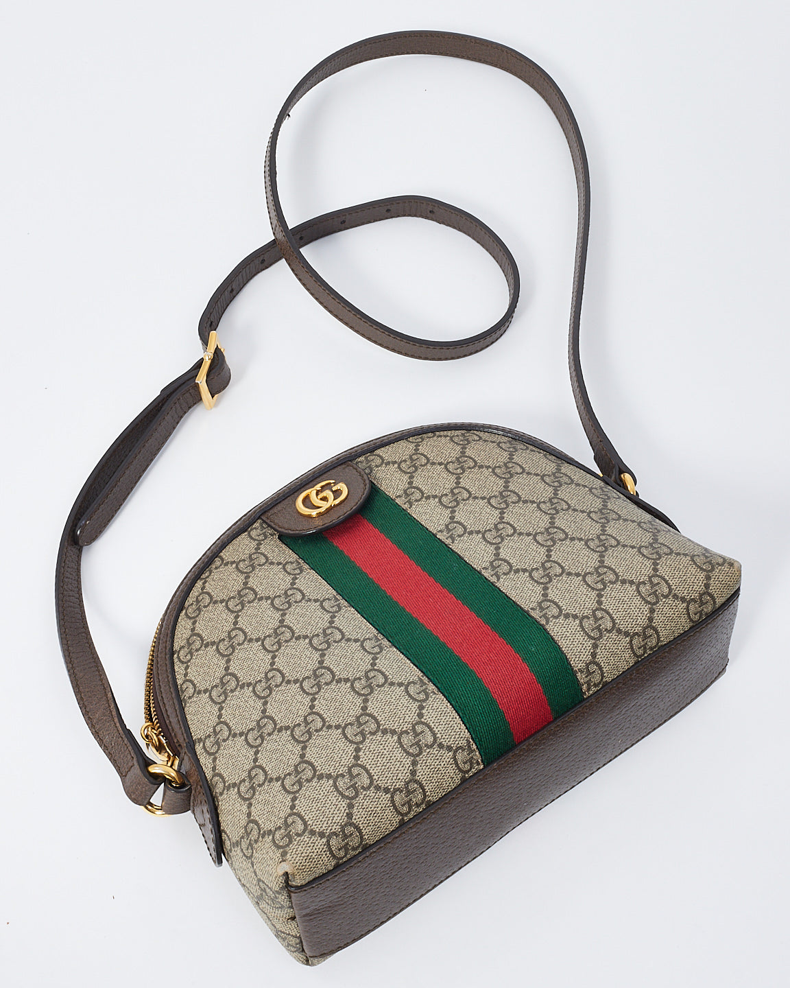 Gucci Brown Canvas Ophidia GG Small Dome Shoulder Bag