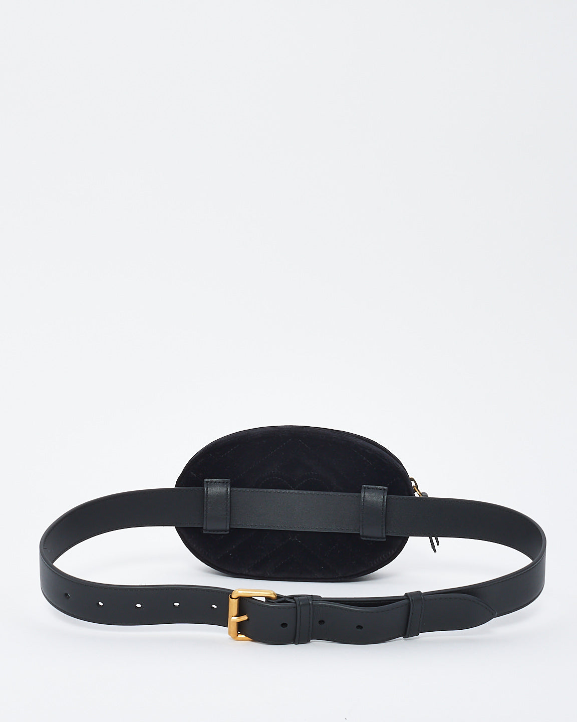 Gucci Black Velvet Matelasse Crystal Star GG Marmont Belt Bag