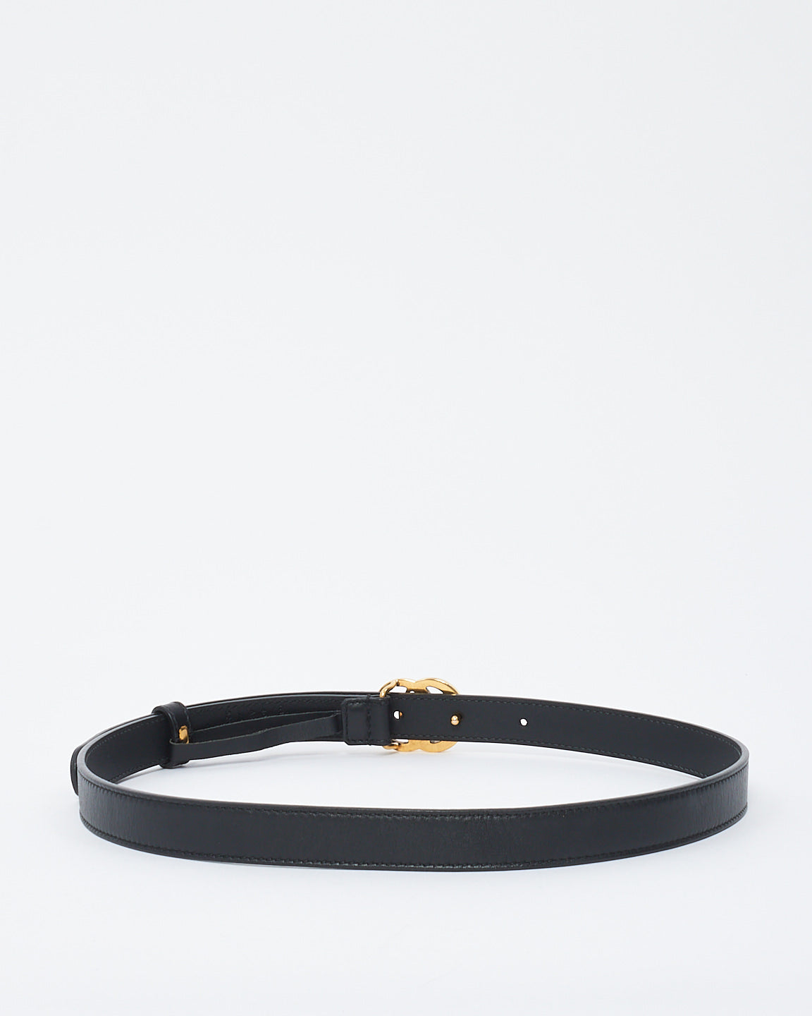 Gucci Black Leather Slim Double GG Marmont Belt - 75/30