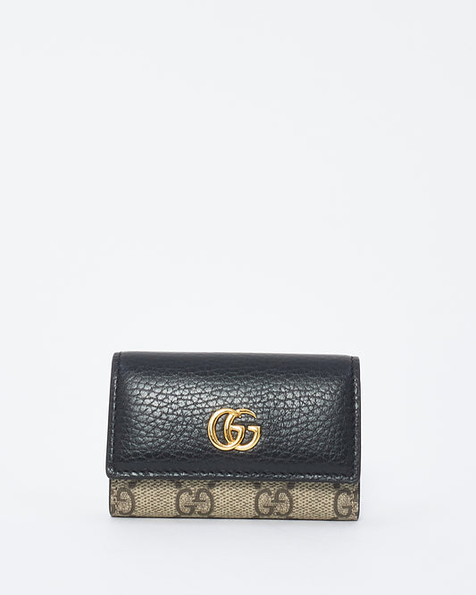 Gucci Black Leather & GG Monogram Canvas 6 Key Holder