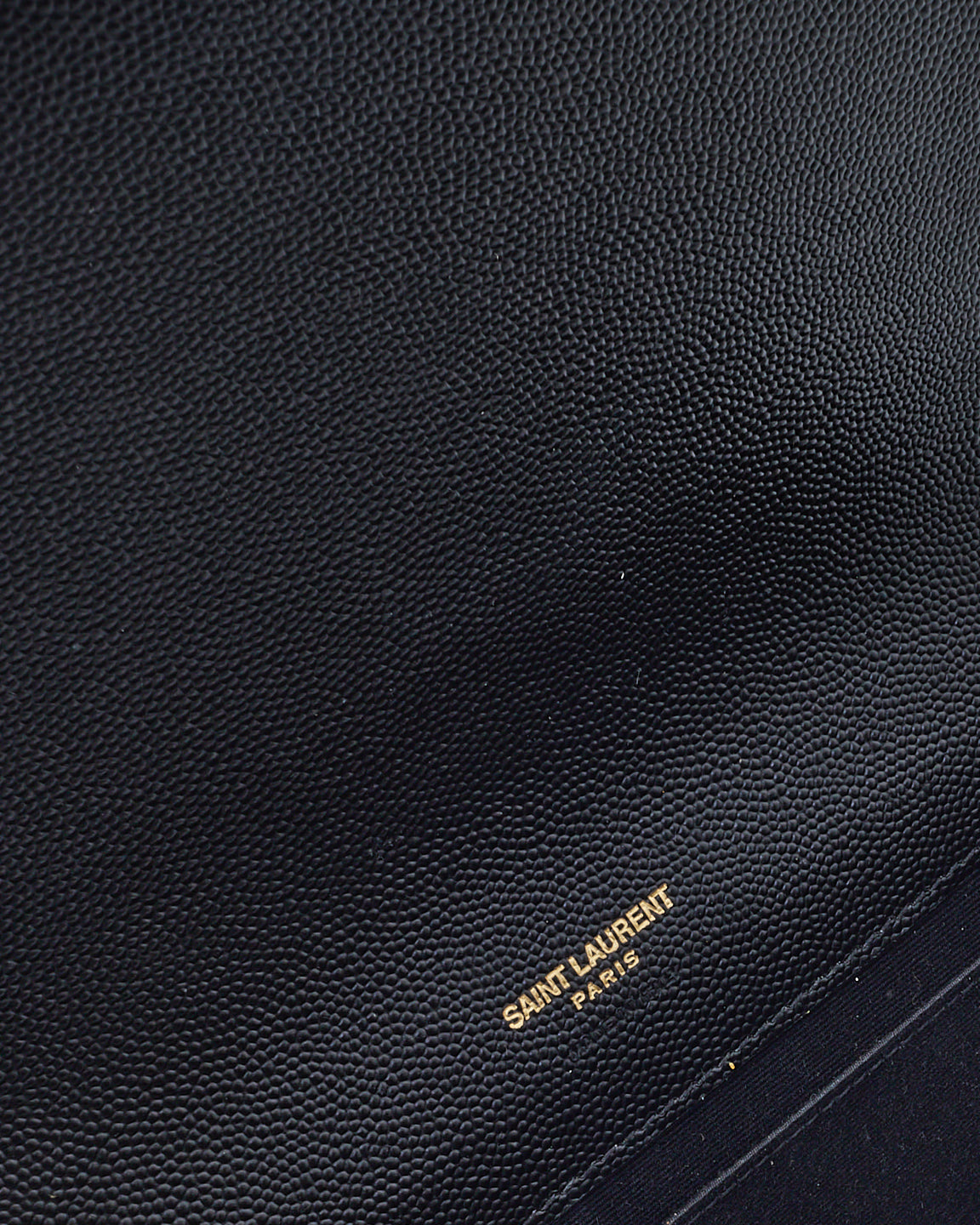 Saint Laurent Black Grained Leather Matlassé Wristlet Cassandra Clutch