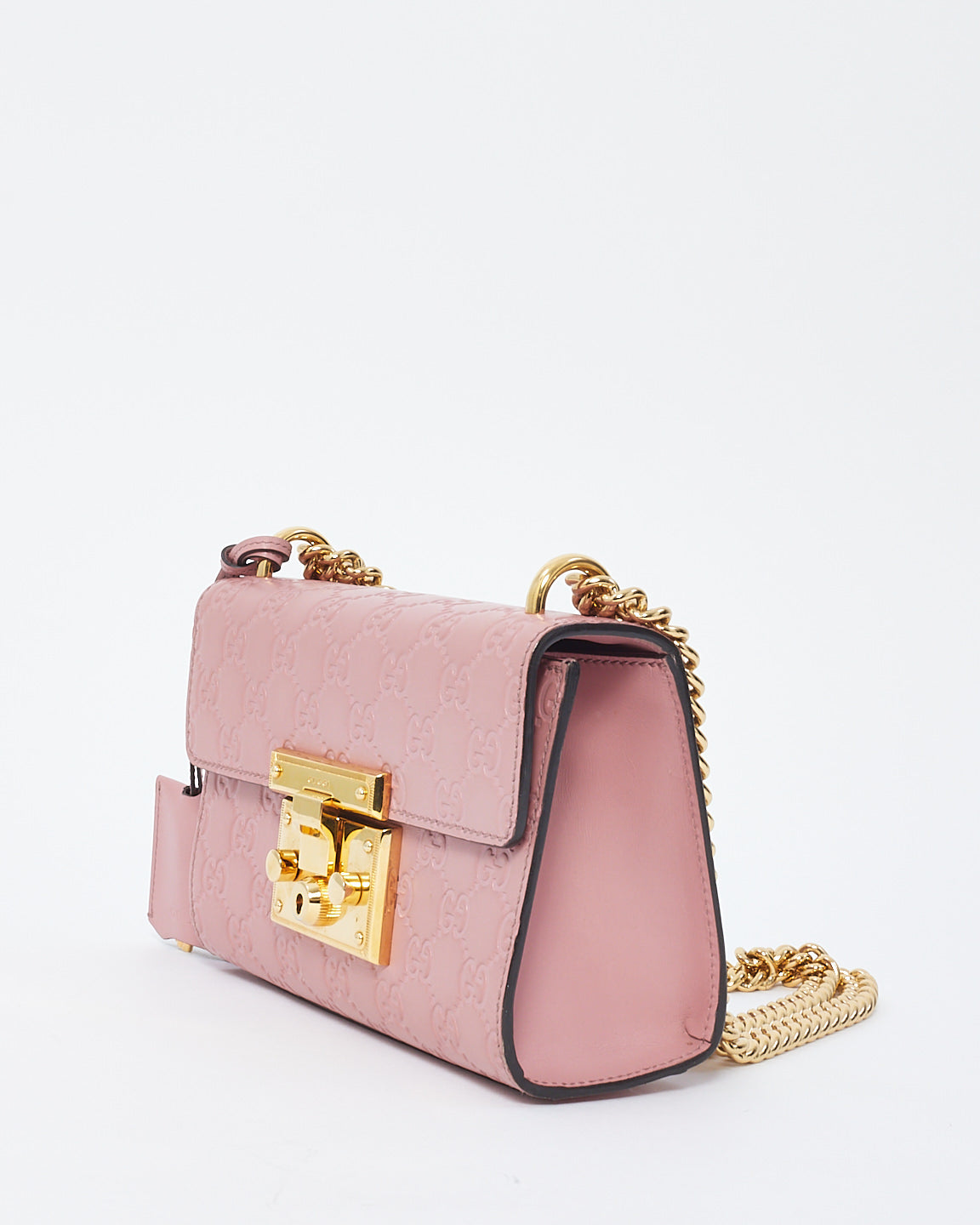 Gucci Pink Guccissima Leather Small Padlock Shoulder Bag