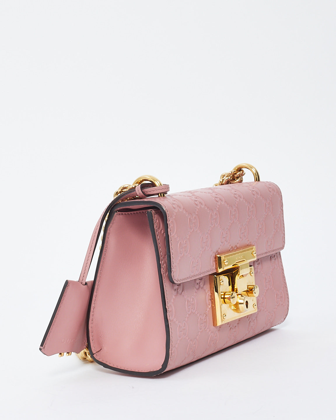 Gucci Pink Guccissima Leather Small Padlock Shoulder Bag