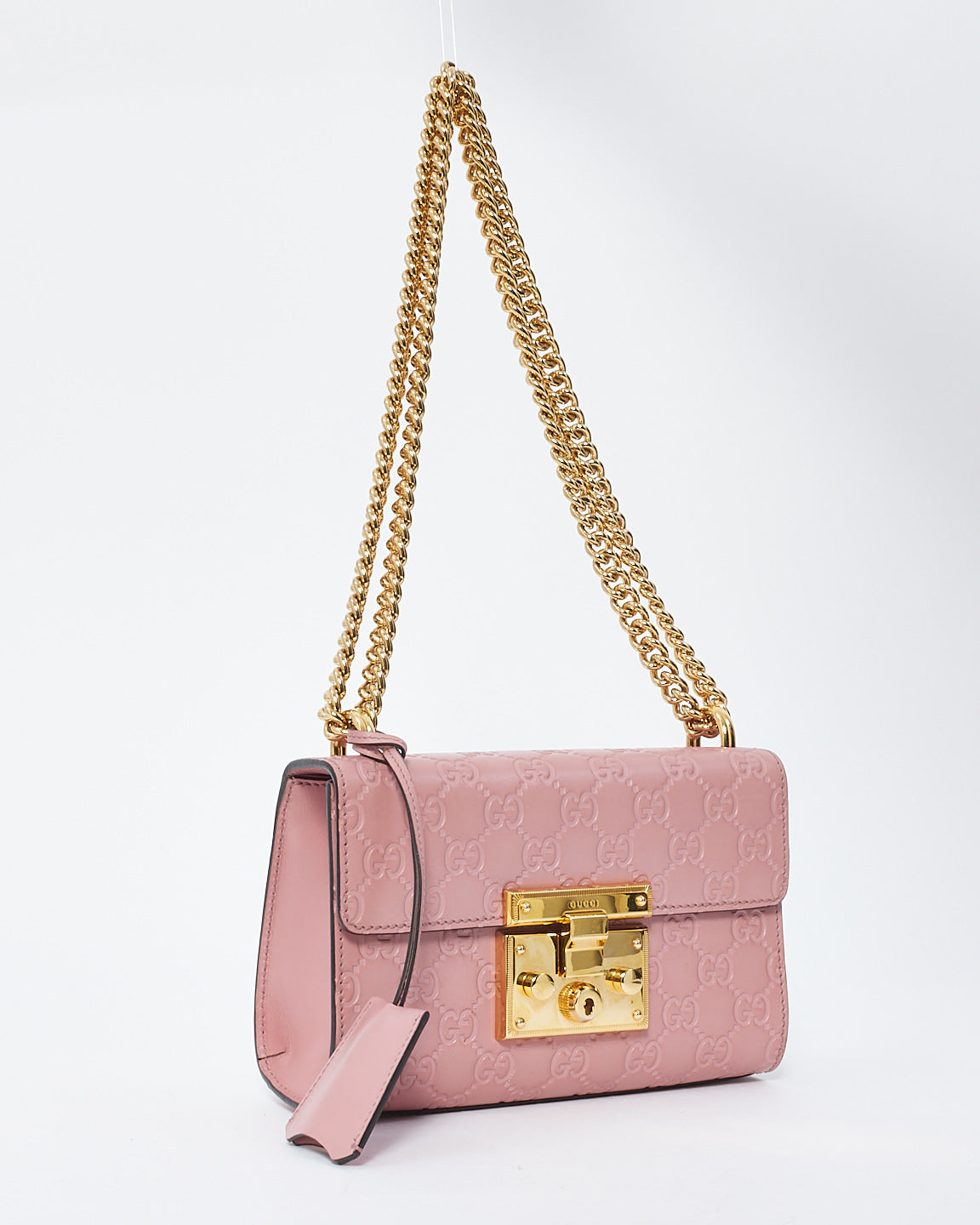 Gucci Pink Guccissima Leather Small Padlock Shoulder Bag