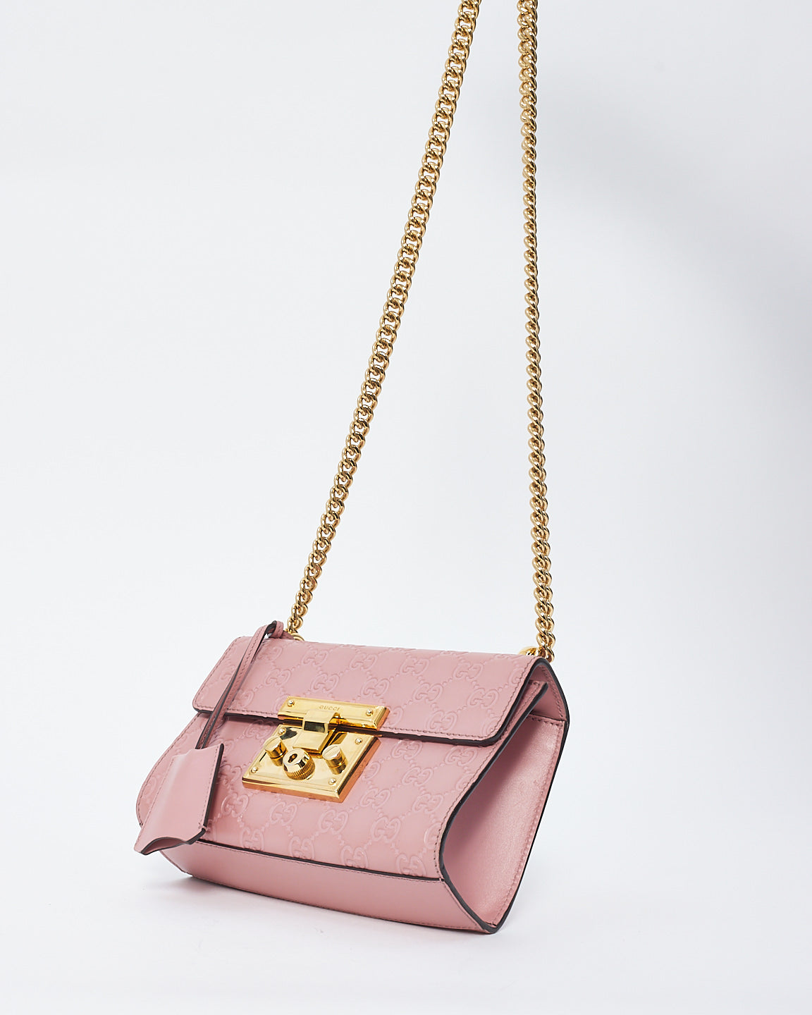 Gucci Pink Guccissima Leather Small Padlock Shoulder Bag