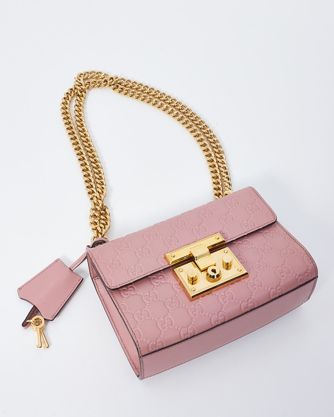 Gucci Pink Guccissima Leather Small Padlock Shoulder Bag