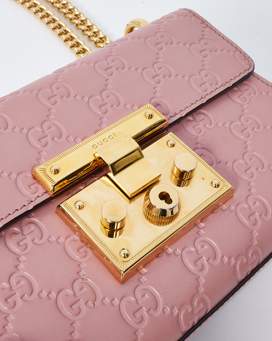 Gucci Pink Guccissima Leather Small Padlock Shoulder Bag