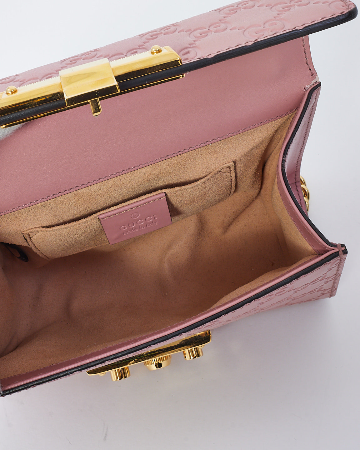 Gucci Pink Guccissima Leather Small Padlock Shoulder Bag