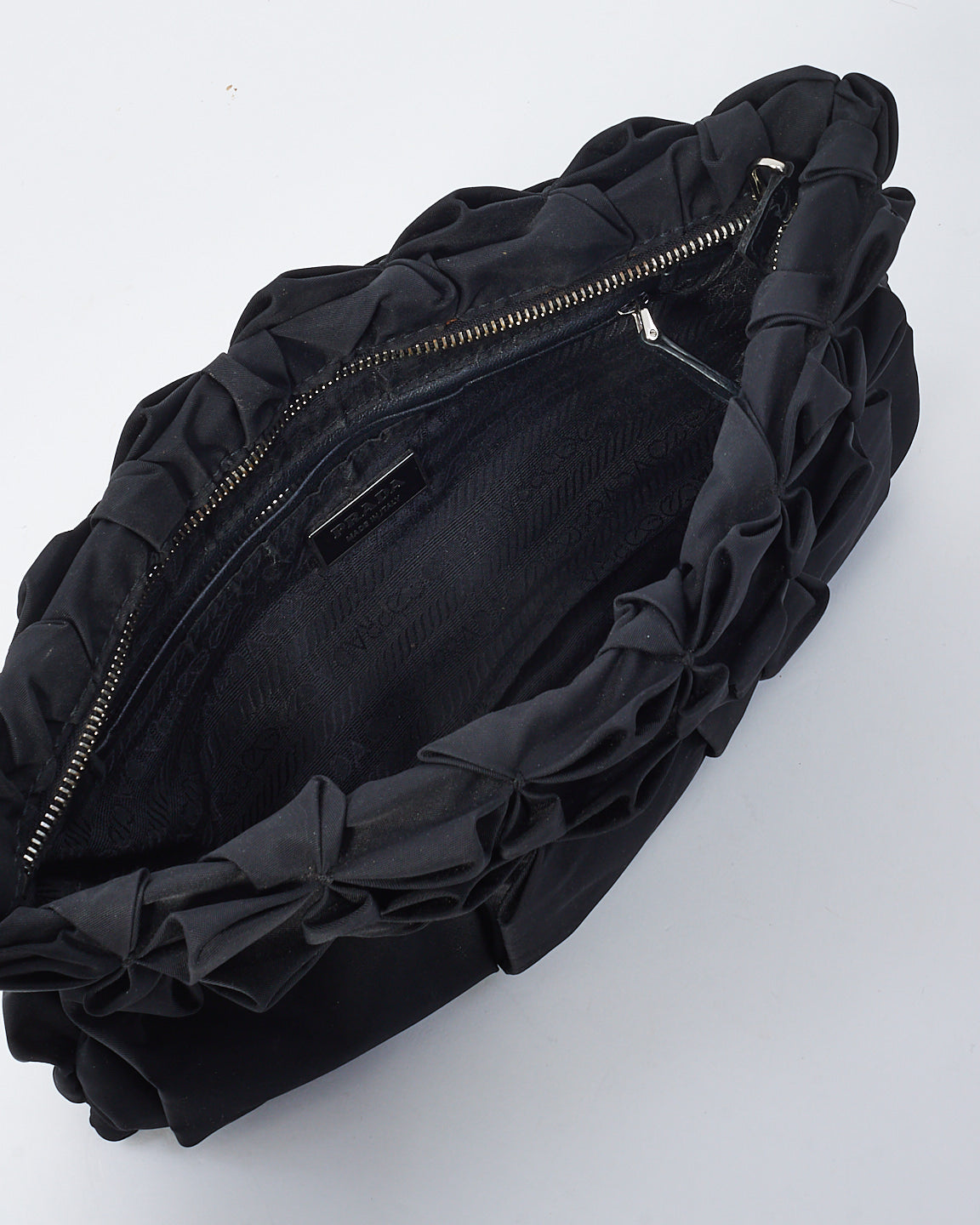 Prada Black Ruffle Nylon Pouch