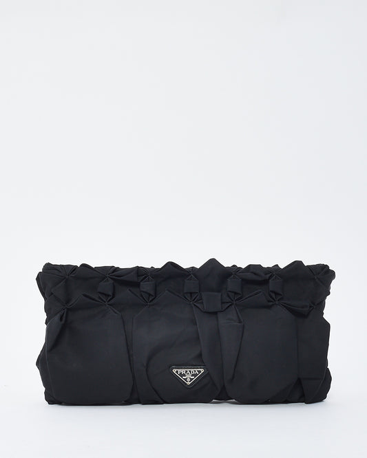 Prada Black Ruffle Nylon Pouch