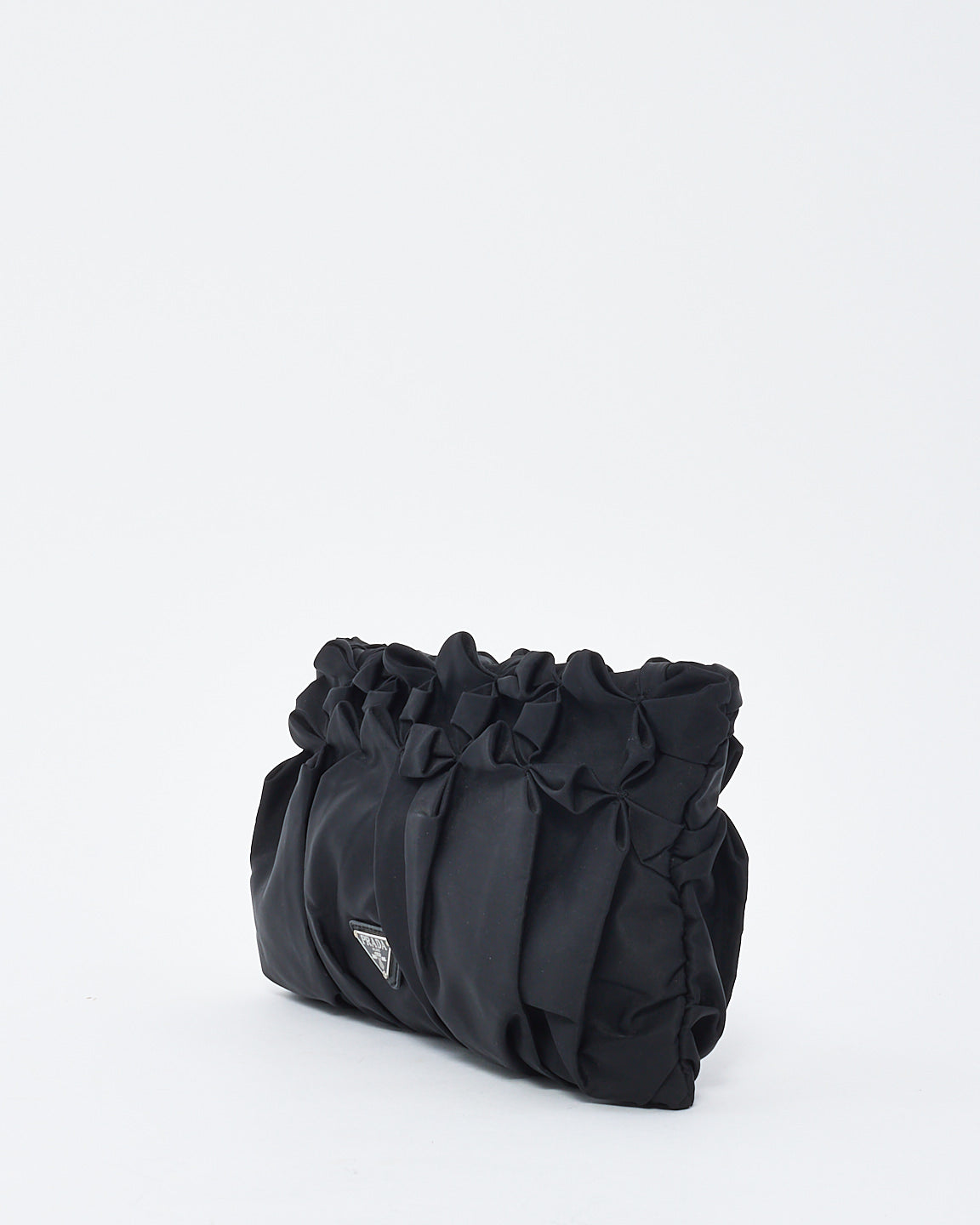 Prada Black Ruffle Nylon Pouch