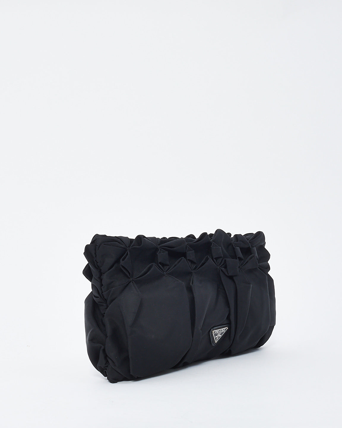 Prada Black Ruffle Nylon Pouch