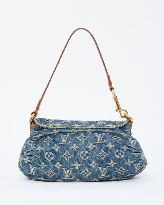 Louis Vuitton Fuchsia Denim Monogram Denim Mini Pleaty Bag