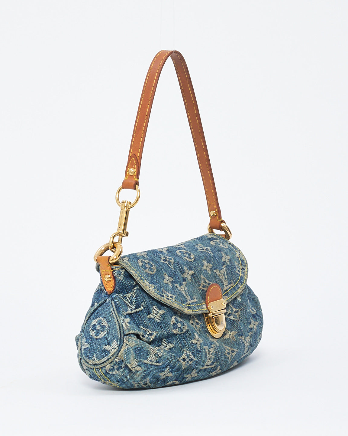 Louis Vuitton Monogram Denim Mini Sac à bandoulière plissé