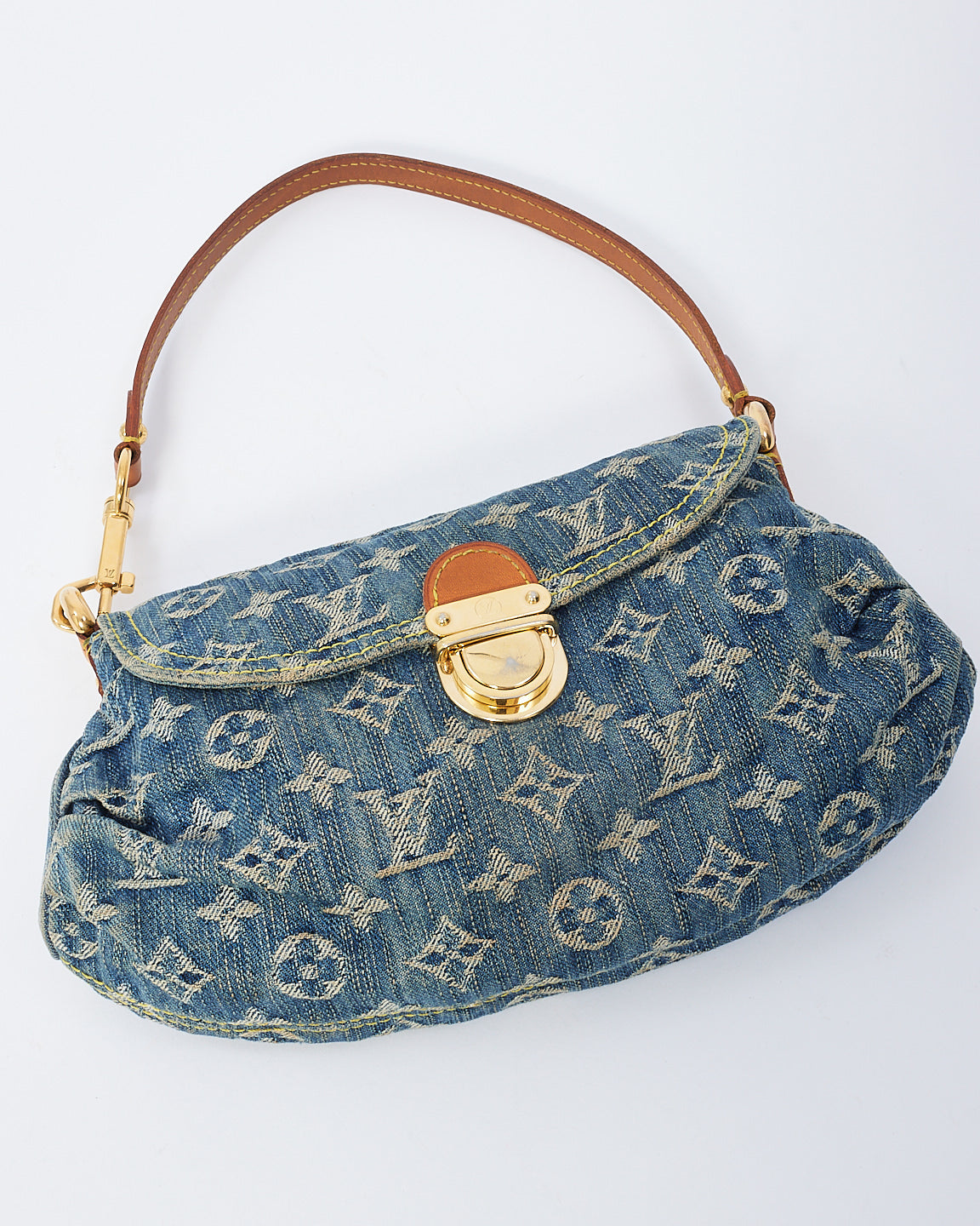 Louis Vuitton Monogram Denim Mini Sac à bandoulière plissé