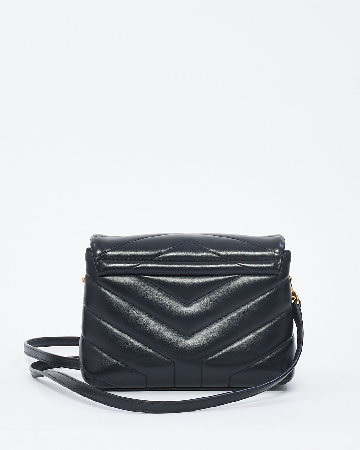 Saint Laurent Black Y Quilted Leather Toy Loulou Crossbody Bag with Gold Hardware