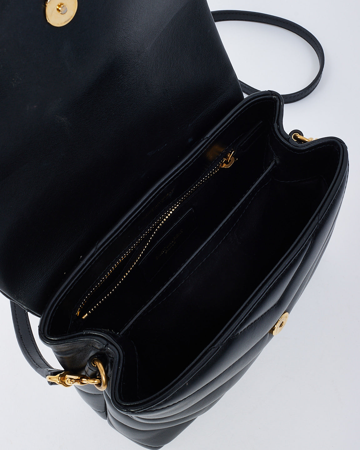 Saint Laurent Black Y Quilted Leather Toy Loulou Crossbody Bag with Gold Hardware