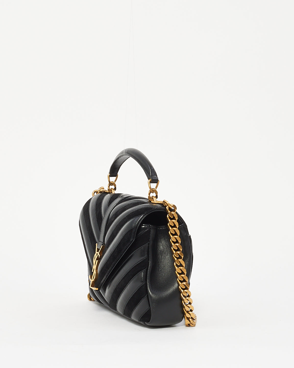 Saint Laurent Black Leather & Suede Medium College Bag