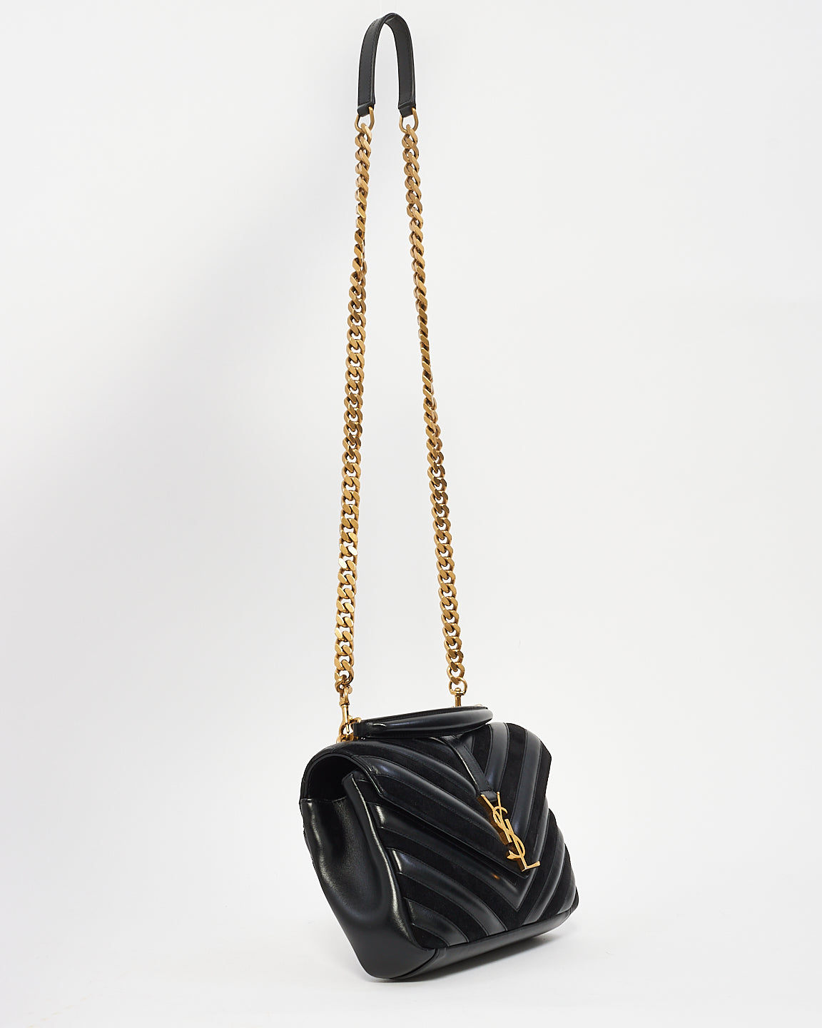 Saint Laurent Black Leather & Suede Medium College Bag