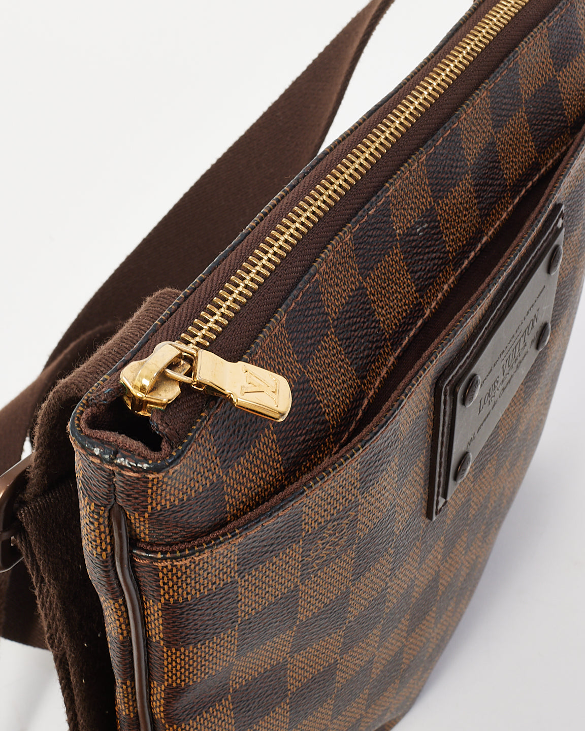 Louis Vuitton Damier Ebene Canvas Brooklyn Flat Pochette Crossbody Bag