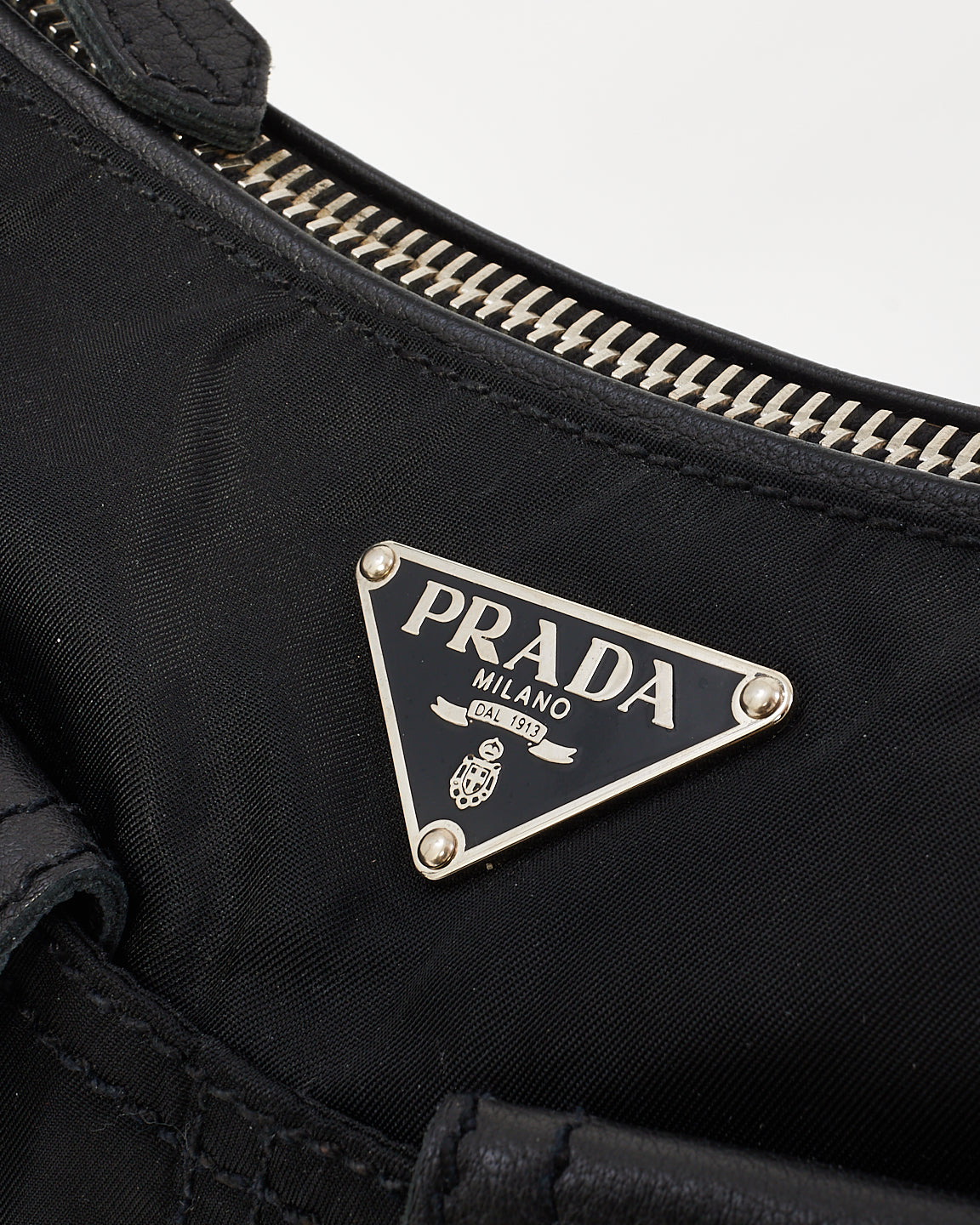 Prada Black Nylon Double Pocket Shoulder Bag