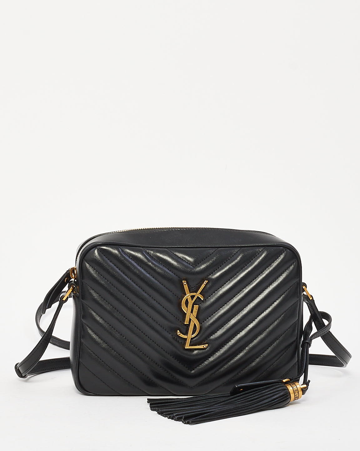 Saint Laurent Black Matelassé Leather Lou Camera Bag