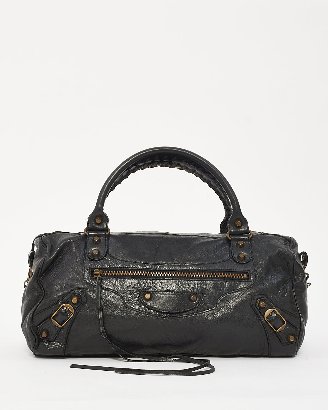 Balenciaga Black Leather Motocross Classic Twiggy Bag