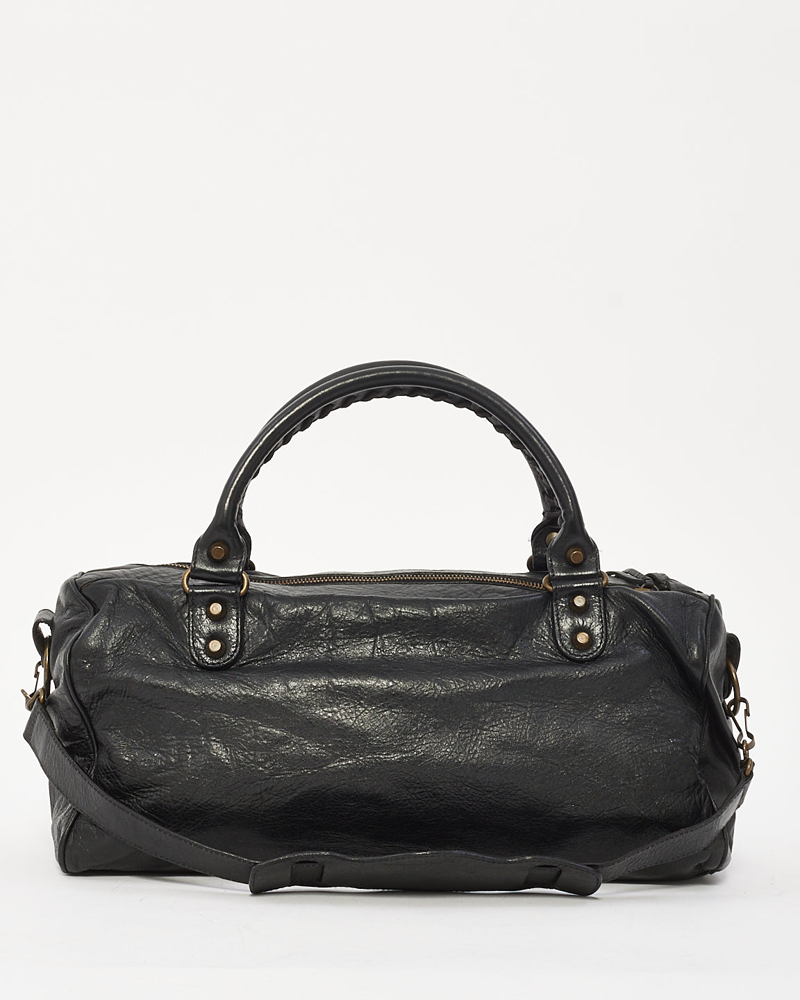 Balenciaga Black Leather Motocross Classic Twiggy Bag