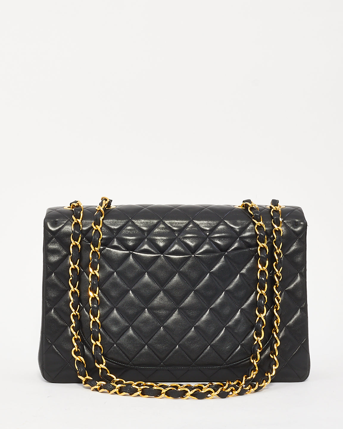 Sac à rabat Maxi Jumbo XL classique en cuir noir Chanel avec GHW