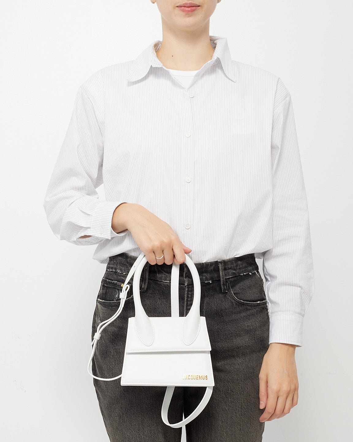 Jacquemus White Leather ‘Le Moyen Chiquito’ Bag