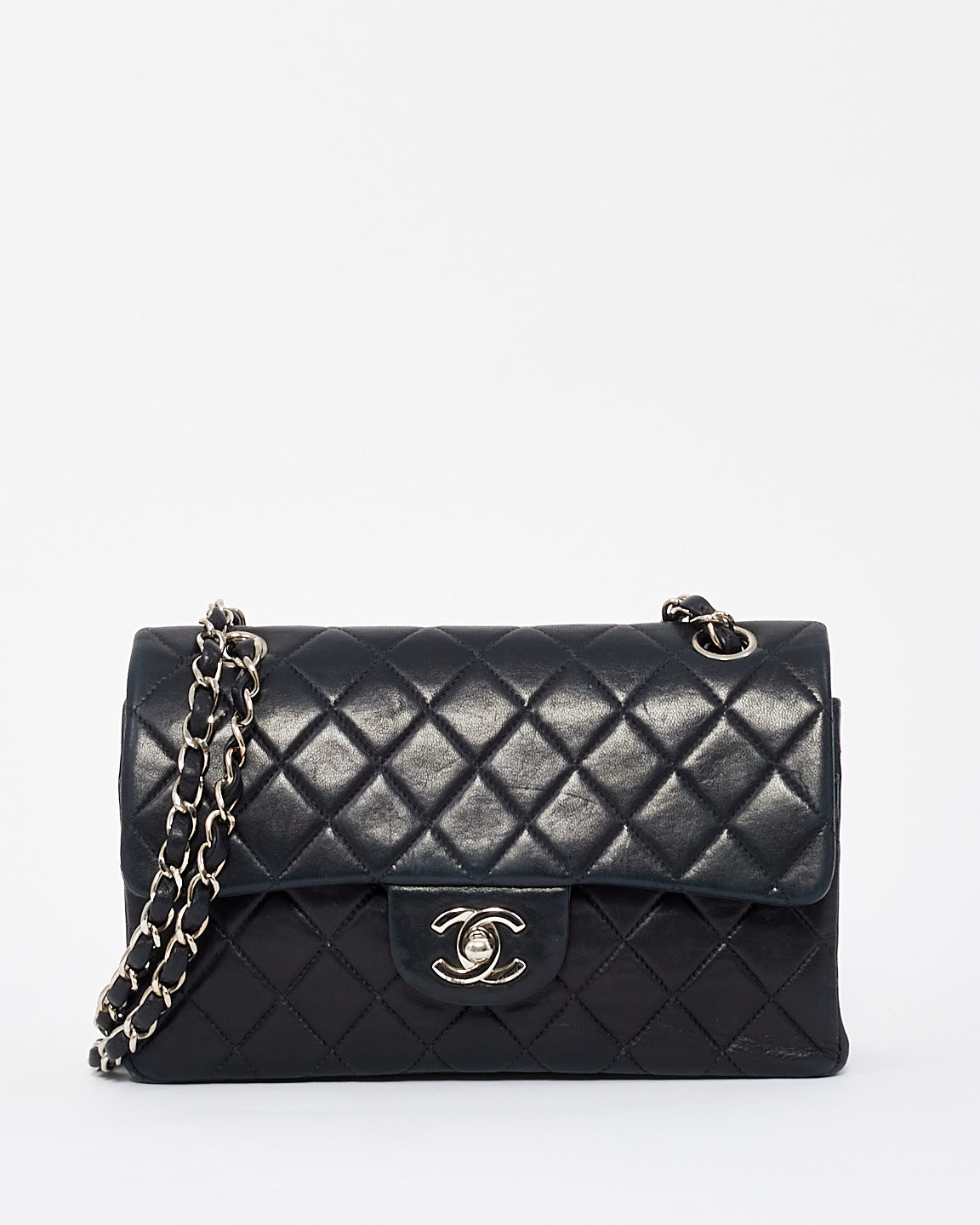 Chanel Black Lambskin Leather Small Classic Double Flap with SHW