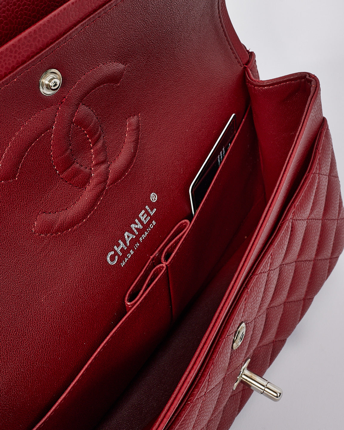 Chanel Burgundy Red Caviar Leather Medium Classic Flap with SHW