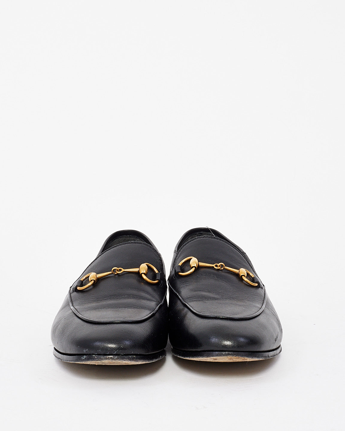 Gucci Black Leather Horsebit Loafers - 38