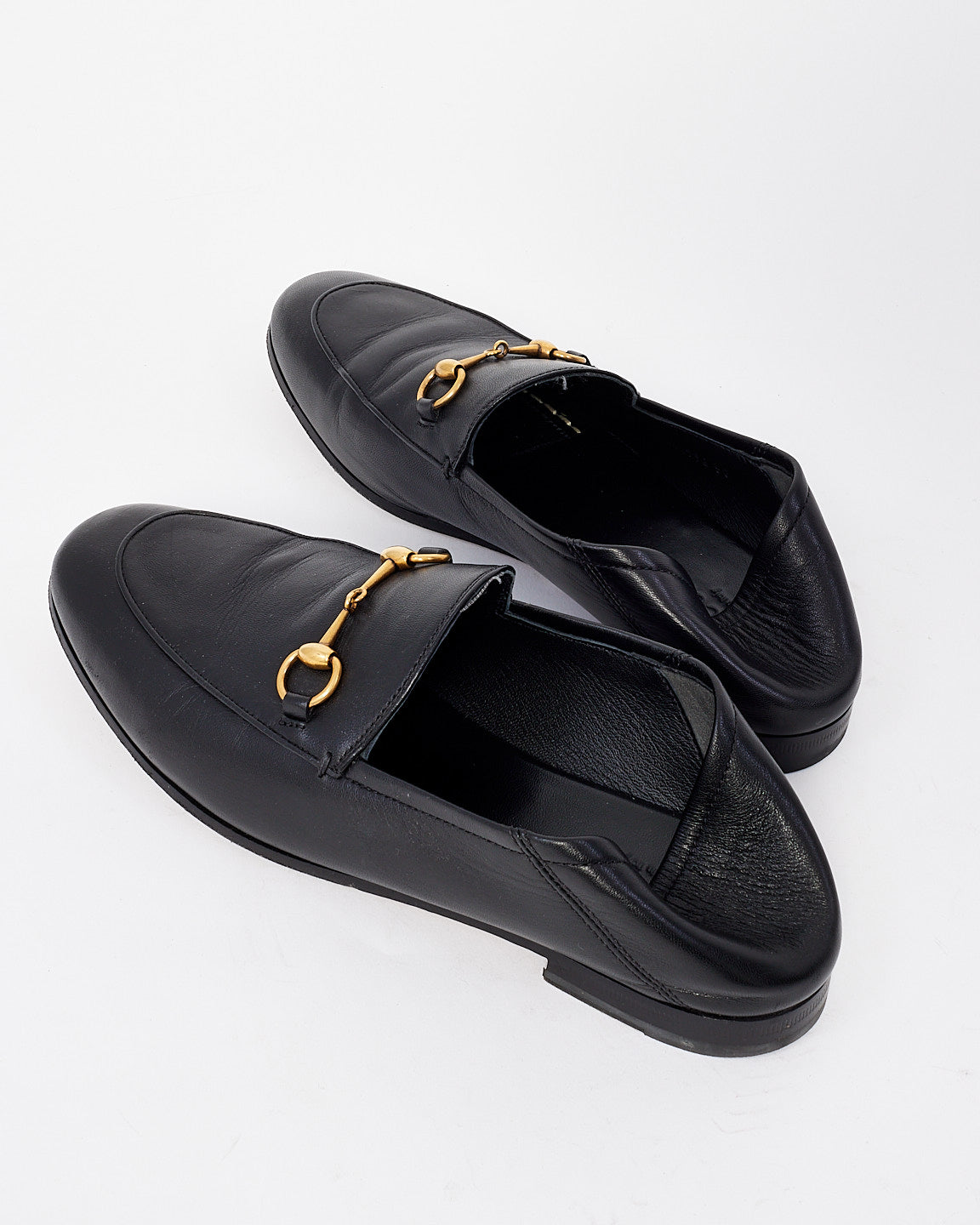 Gucci Black Leather Horsebit Loafers - 38